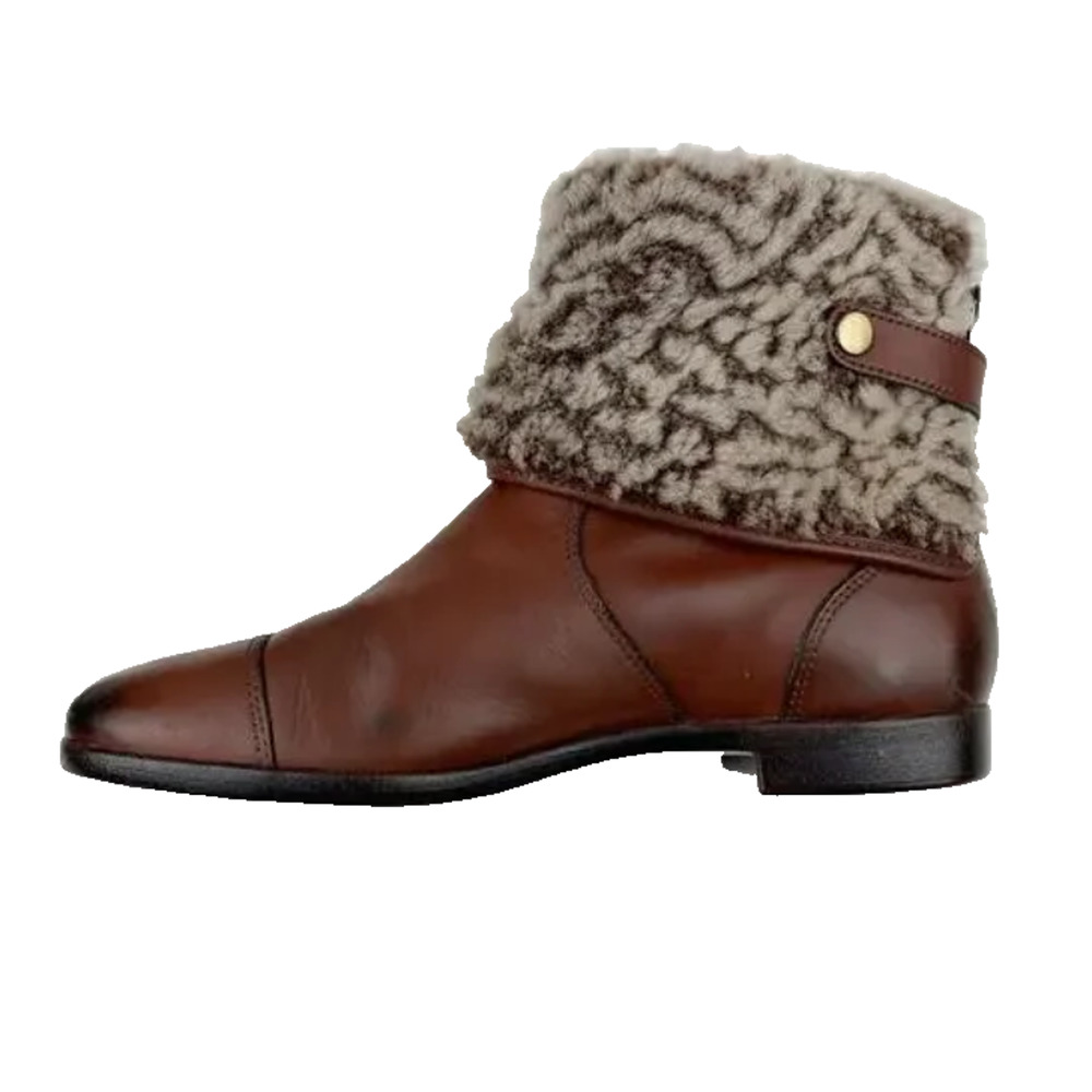 UGG Inez Womens Size 8 Brown Leather Waterproof Shearling Ankle Boots